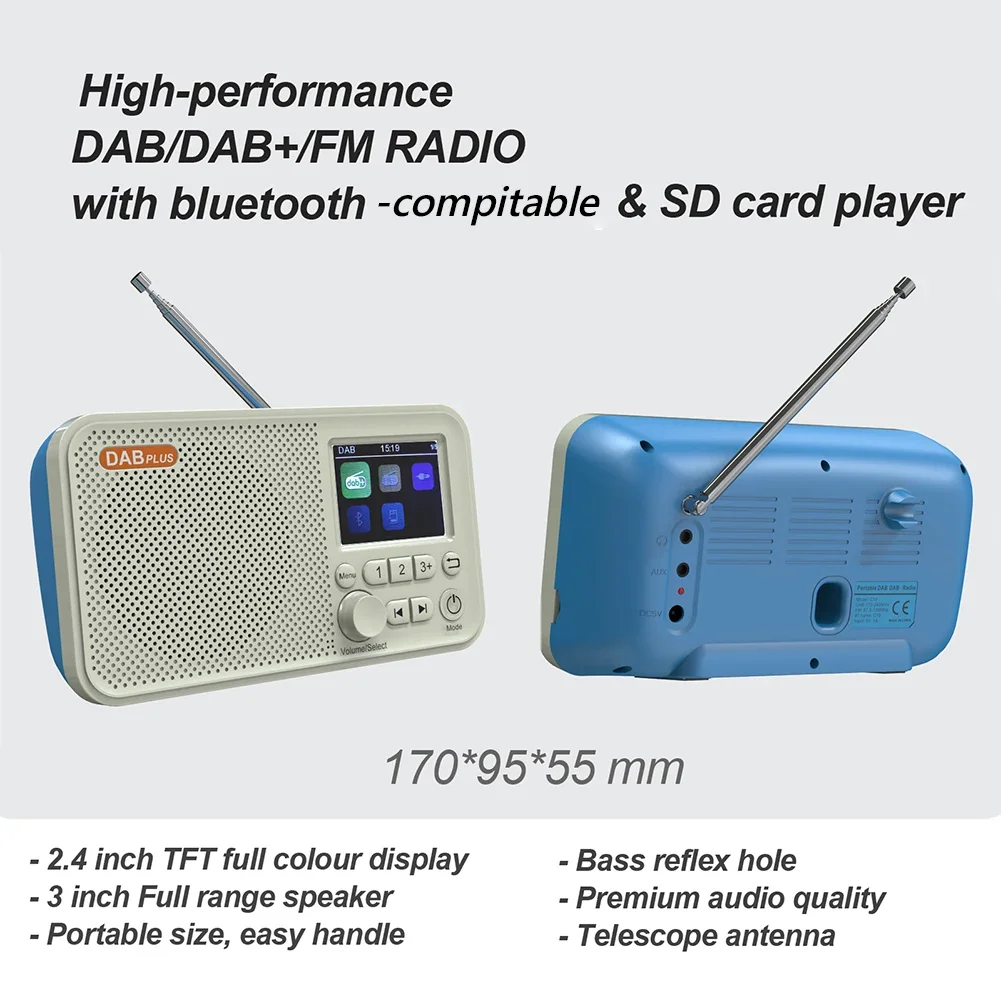 C10 Radio Portable Radio LCD Screen Alarm Clock DAB DAB+ FM Bluetooth-compatible Broadcasting Radio Supports TF Card MP3 Player