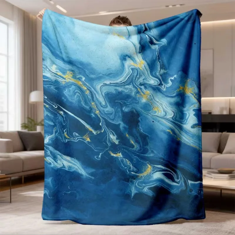 Minimalist Ink Wave Line Blanket Abstract Water Ripple Print Soft Cozy Throw Blanket Modern Simple Home Decor Blanket