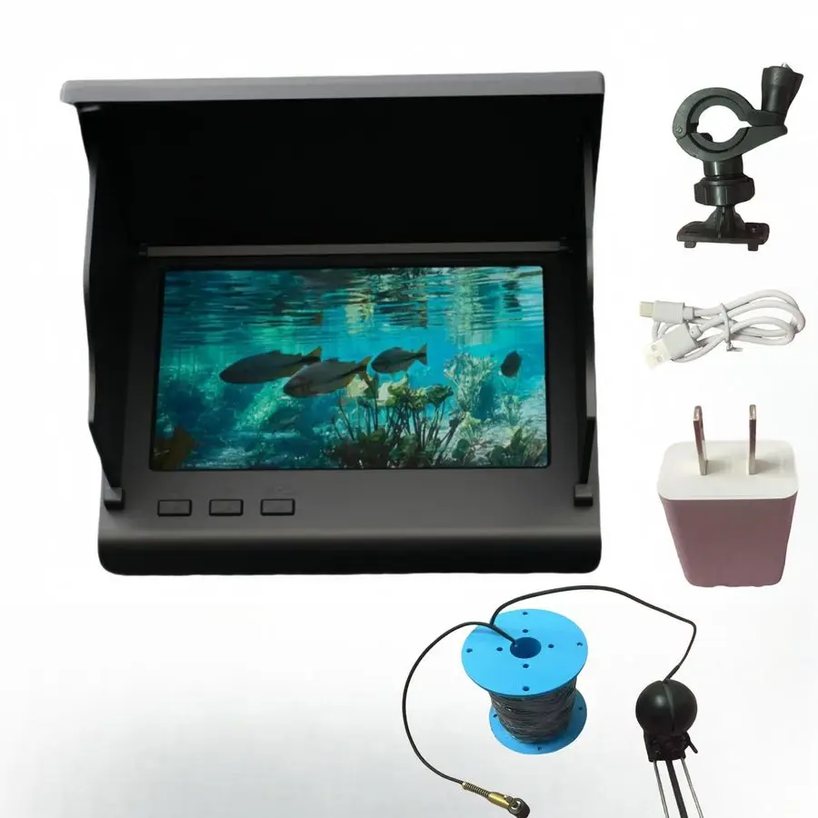 

Рыболовная камера с 4,3-дюймовым IPS-экраном, водонепроницаемая сверхширокая инфракрасная линза ночного видения 220, кабель 98 футов, аккумулятор 5000 мАч для льда