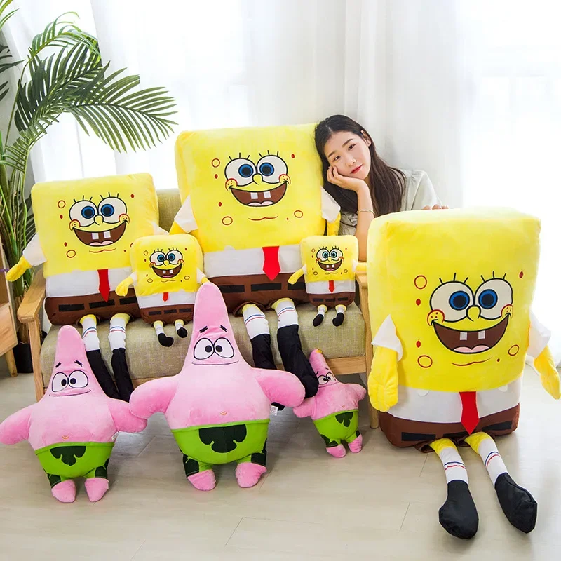 Big Size Cute SpongeBob Patrick Star Plush Toy Very Soft Hug Pillow Stuffed Cartoon Anime Plushies Kawaii Doll Xmas Gifts