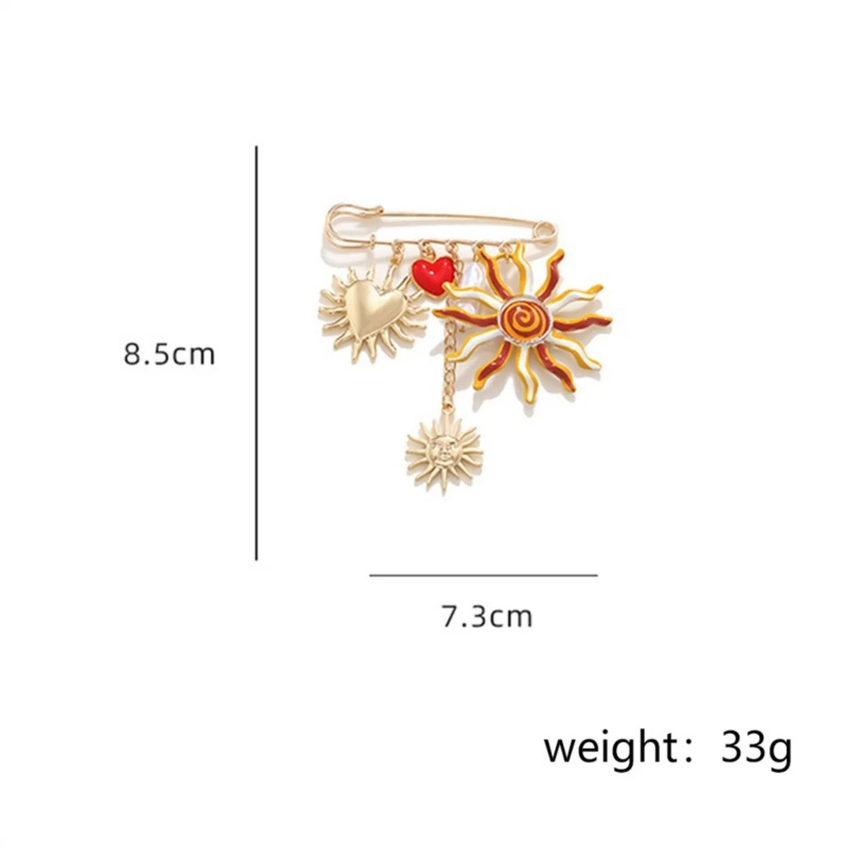 Metall-Muschel-Fisch-Broschen mit unregelmäßigen Imitationsperlen für Damen und Herren, Hummer-Korallen-Blumen-Krabben-Herz-Sonnen-Anstecknadeln, Sommerschmuck – Detail 32
