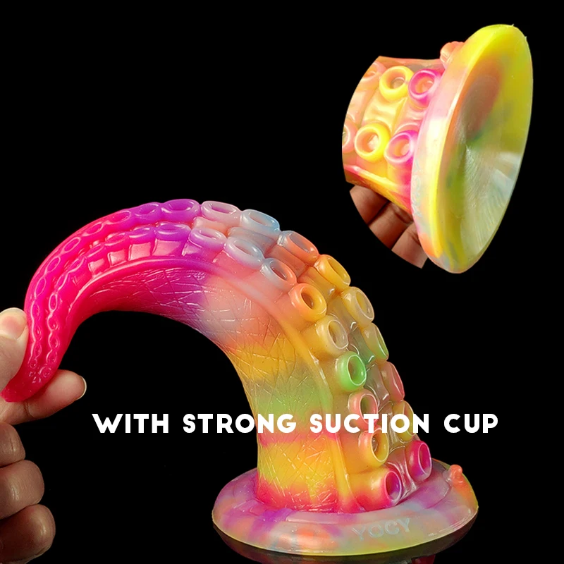 YOCY 9 inch Mulit-Color Luminous Octopus Realistic Dildo With Strong Suction Cup Tentacle Liquid Silicone Anal Plug G-Spot Toys - view 2