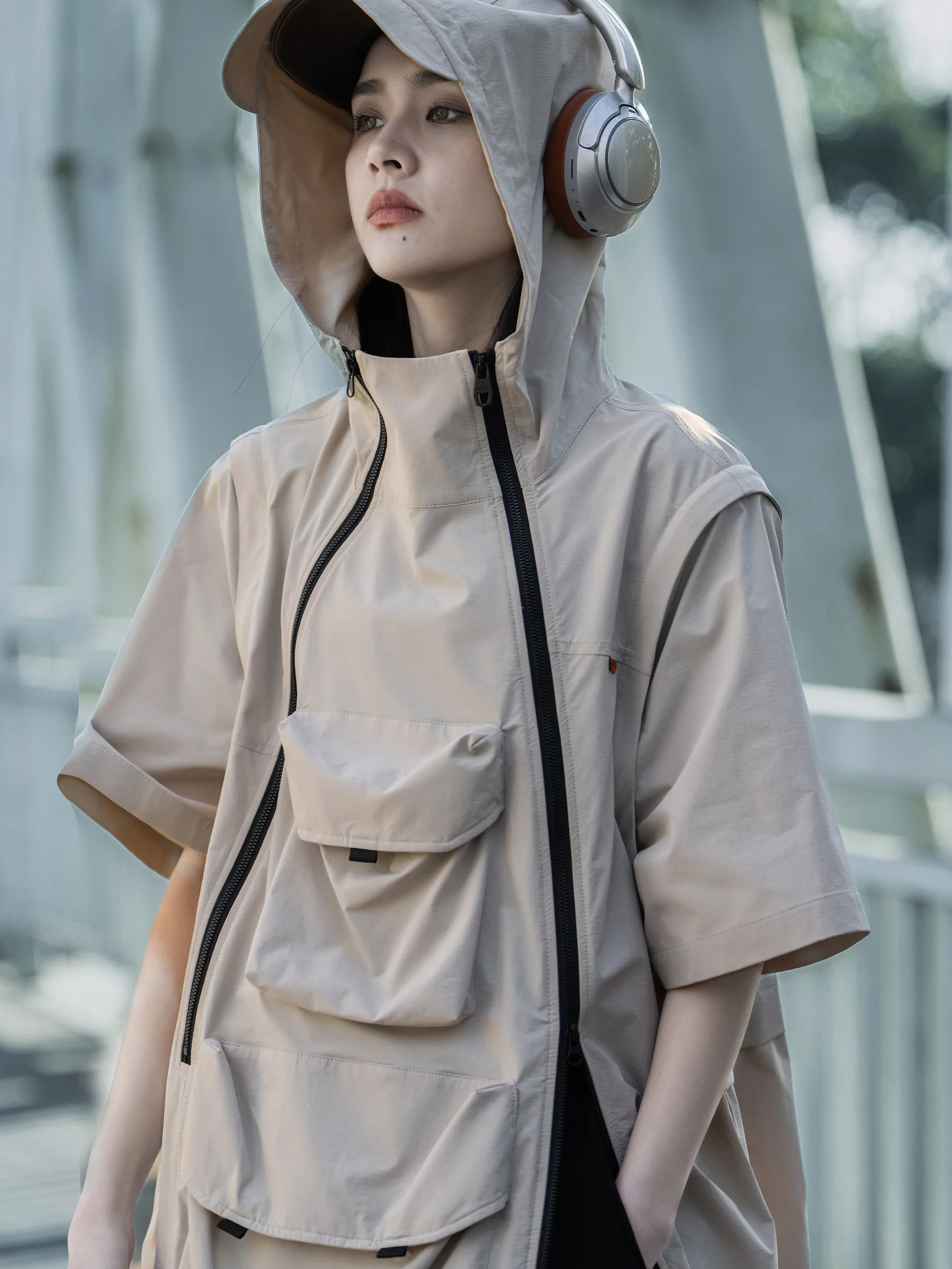 Detachable Design Short Sleeved Cargo Jacket For Men And Women's Spring And Summer New Functional Style Couple's Coat