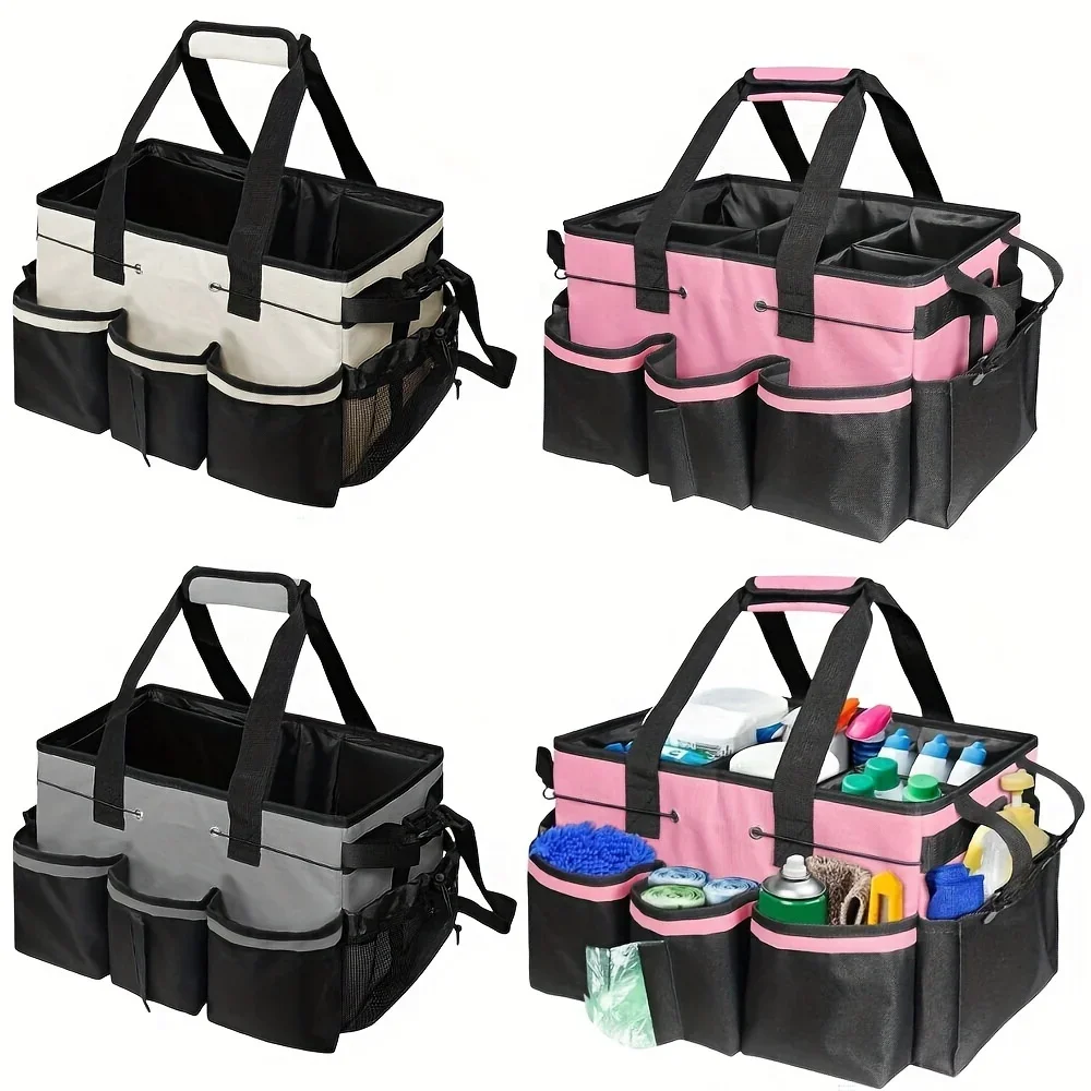 Large Capacity Multi-purpose Cleaning Tool Storage Bag, Size 17.7 Inches X 10.2 Inches, Made of Durable PVC Non-woven Fabric Bag