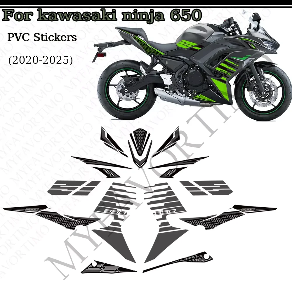 Motorcycle For ninja 650 Bike Tank Pad Side Grips Gas Fuel Oil Kit Knee Fairing Fender Stickers Decals 2020-2025