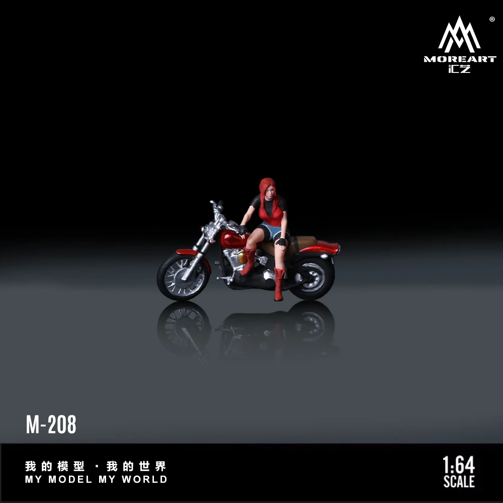 

*Pre-Order*MoreArt 1:64 Red Motorcycle Red Boot Cool Female Figure Resin Model, Miniature Scene Decoration Gift&Display