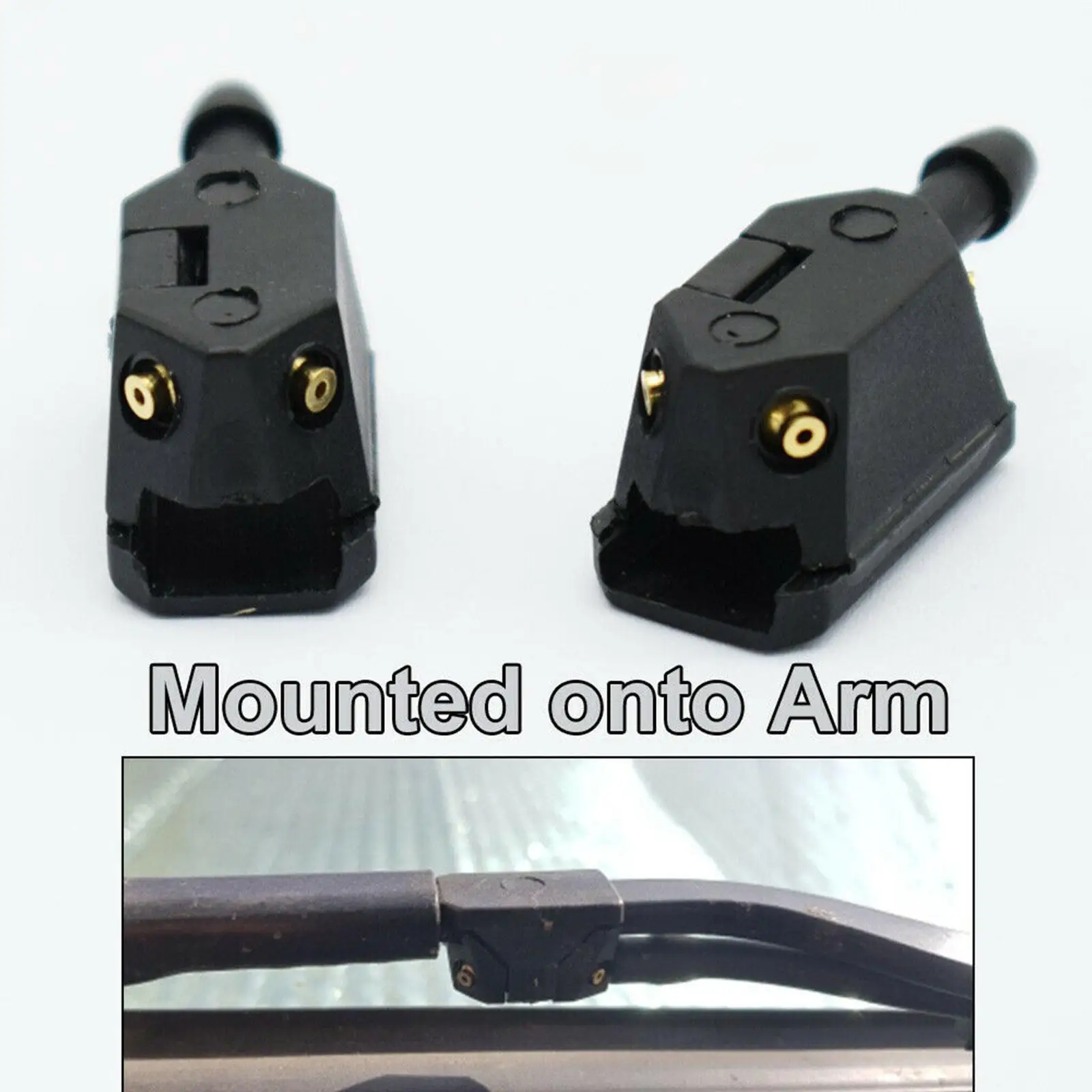 2Pcs Universal Car Windscreen Washer Wiper Water Spray Jets Nozzles Mounted Onto 8mm 9mm Arm Adjusted 4 Way Upgrade