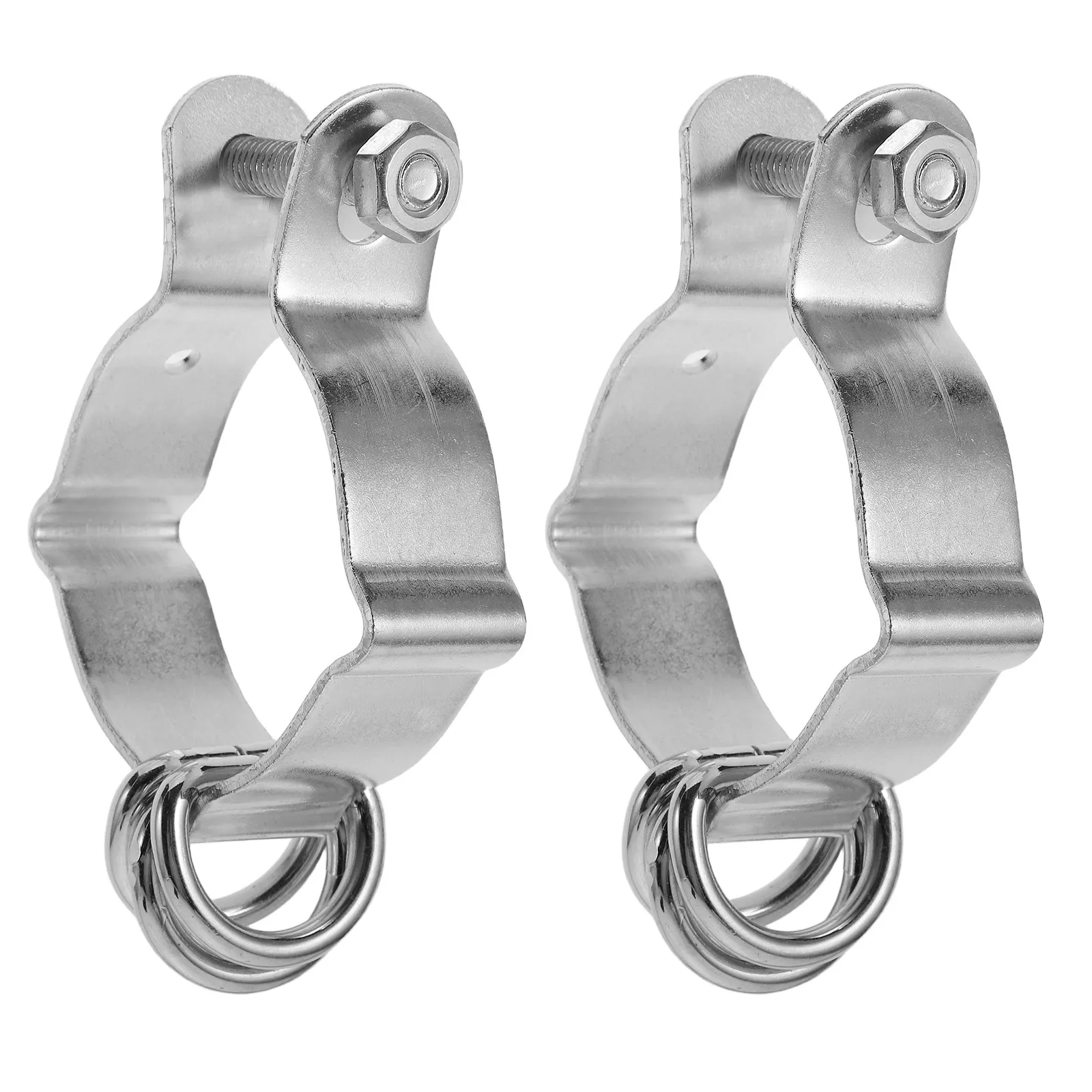 2Pcs Metal D-Ring Clamp Heavy Duty Sunshade Sail Pole Clips Adjustable Outdoor Canopy Pole Support Secure Fixing