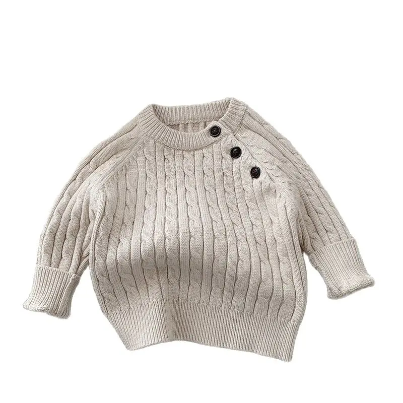 

Autumn and winter new children's clothing boys and girls knitted pullover, classic versatile girl warm shoulder top for 1-6 year