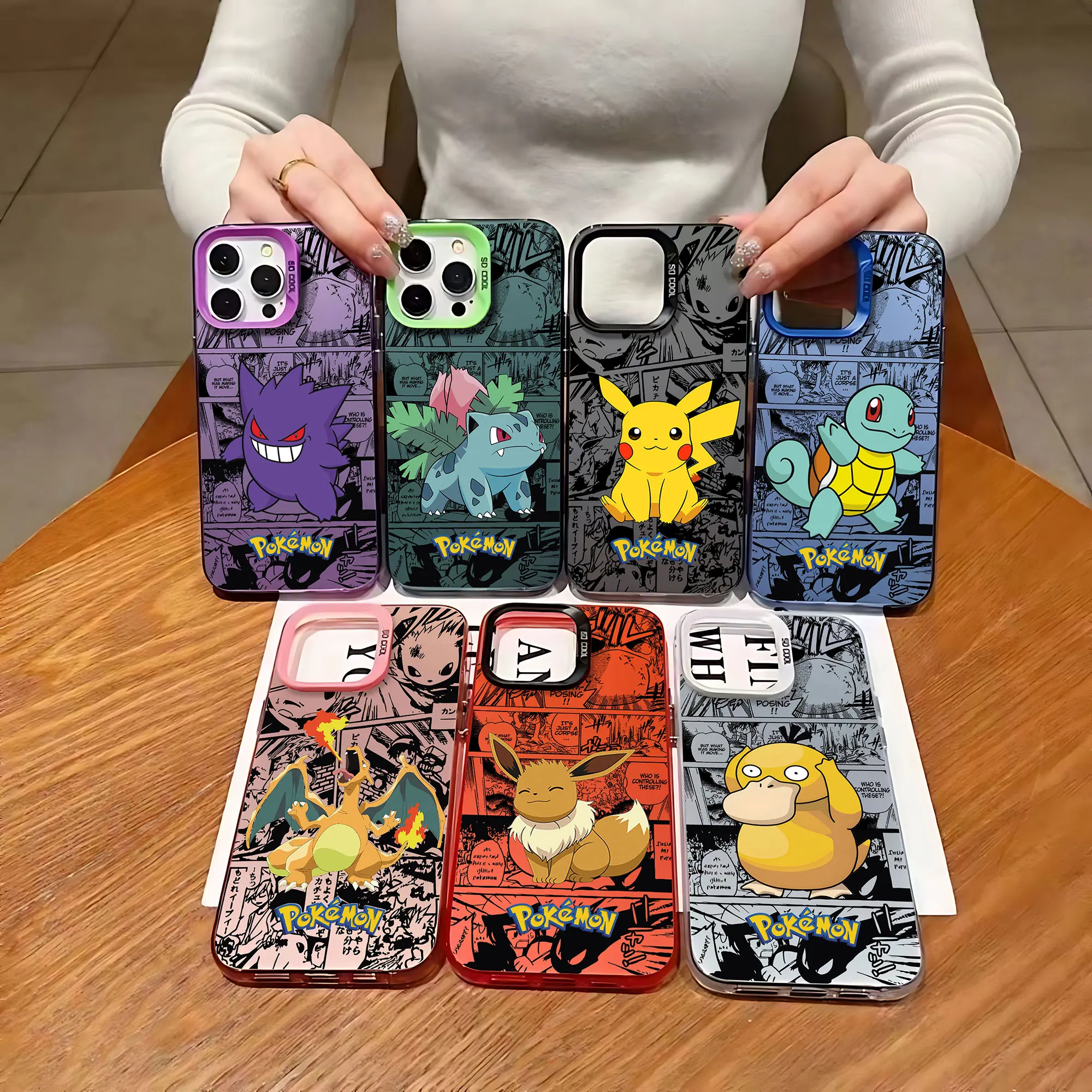 Funda de teléfono de Anime a prueba de golpes para iPhone, carcasa trasera mate de caramelo para iPhone 15, 14, 13, 12, 11 Pro Max, X, XR, XSMAX, 8,