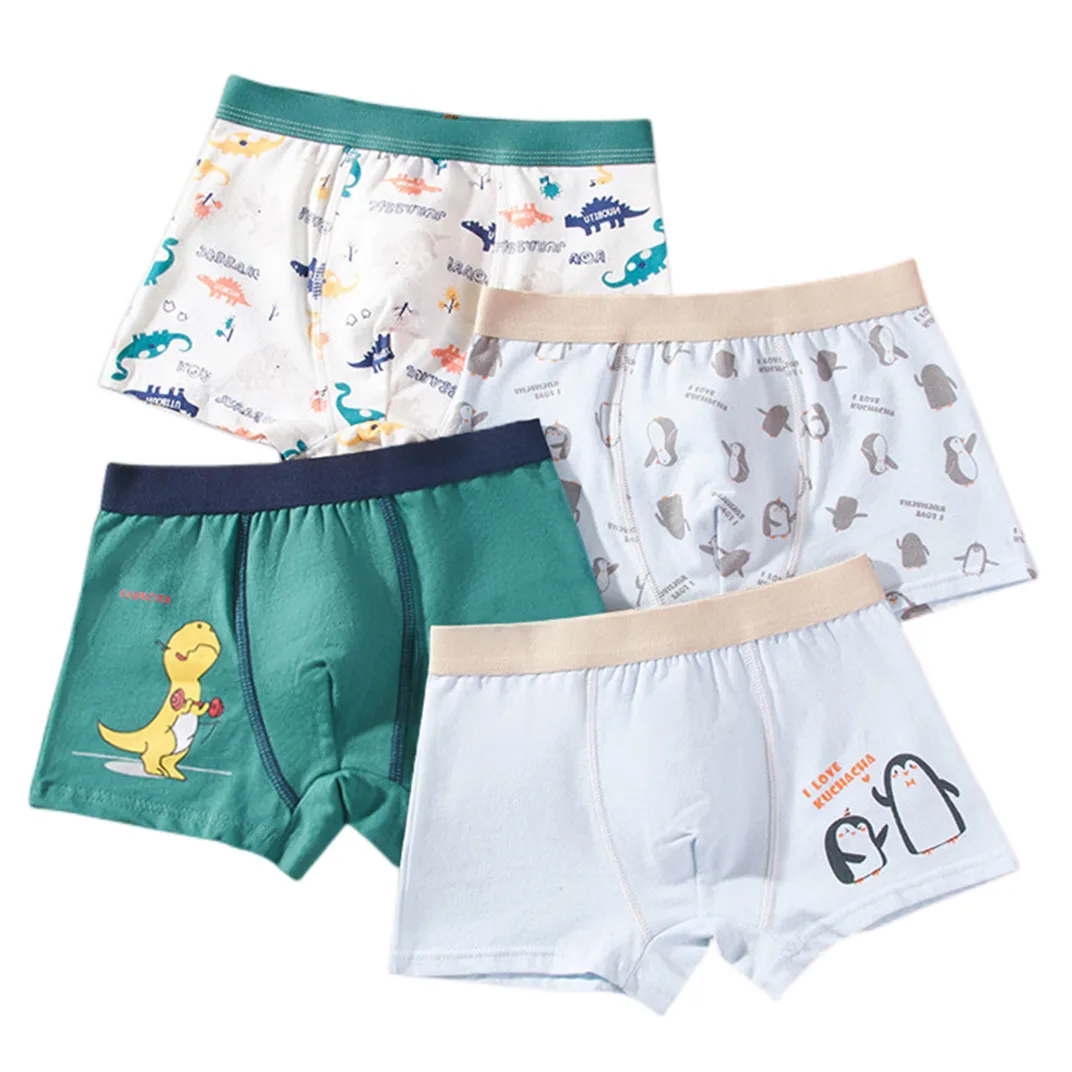 Boy Cartoon Boxers Kids Short Quality Cotton Panties Children Underpants Size 90-150 Dinosaur Anime Design Cute Boxers 4pcs/Lot