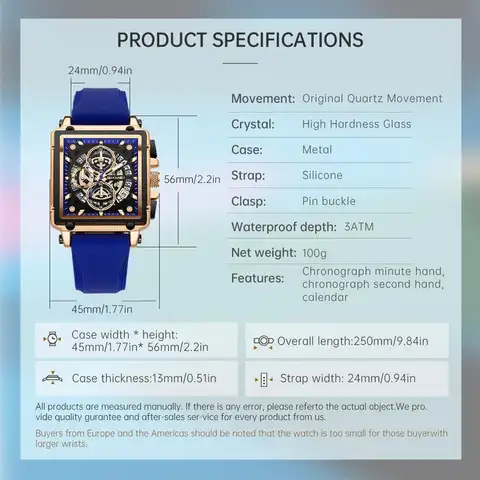 10 best sales rektangulära herrklockor - №5