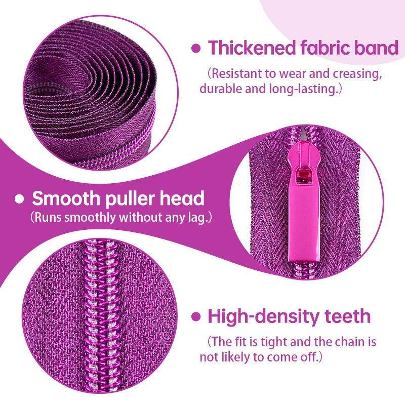 3-10M 5# Nylon Zippers Tape With Zipper Sliders For Garment Bag Coil Zips Pulls Decoration Zip Repair Kit DIY Sewing Accessories