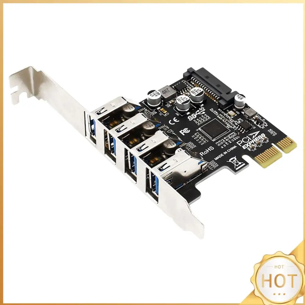 

PCIe USB 3.0 HUB Adapter 5Gbps USB3.0 Controller 4 Port USB 3.0 PCI-E Expansion Card USB3 PCIe Controller Converter for Computer