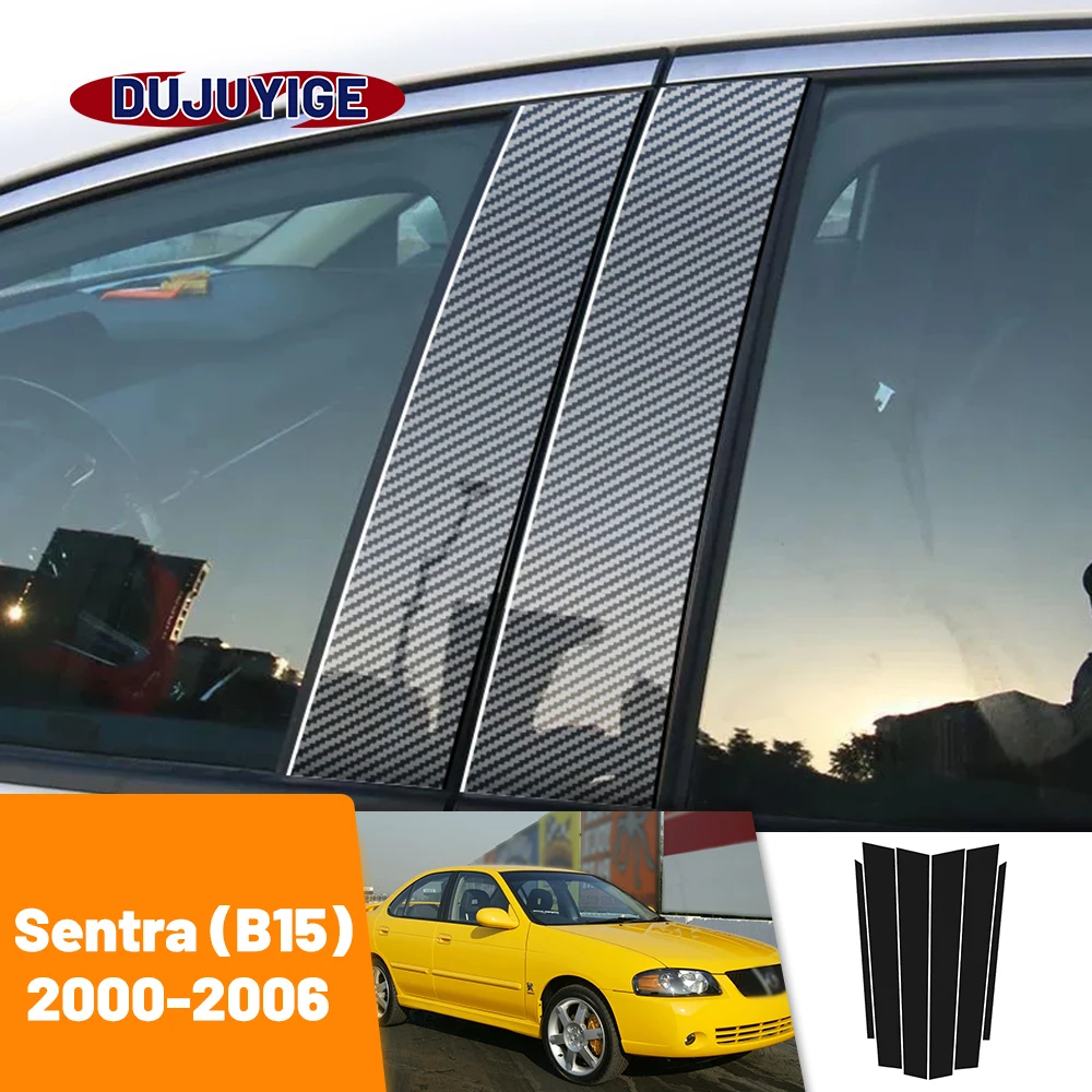 

For Nissan Sentra B15 2000-2006 2001 2002 2003 2004 2005 Carbon Fiber Window Door Column Deal B C Pillar Post Cover Trim Sticker