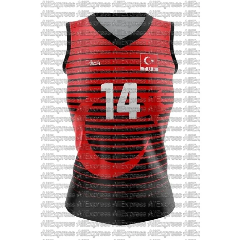 Türkiye 2026 Hot Sale Real Personalized Volleyball Number # 14 Red Vest Jersey Adult Children Large Casual Sweatshirt