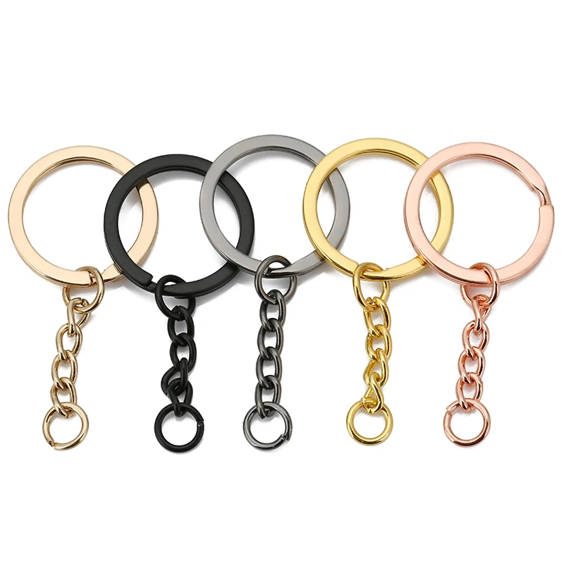 10 Stks/partij 25Mm Goud Zwart Metaal Sleutelhangers Met Open Splitring Nooit Vervagen Hoge Quaility Sleutelhangers