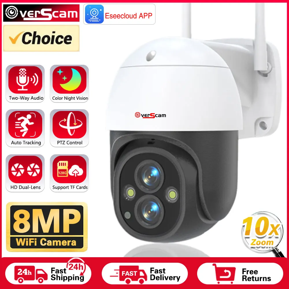 

4K 8MP PTZ WIFI Dual Lens 10X Zoom IP Camera Color night vision Outdoor Auto Tracking Security Protection CCTV Surveillance Cam