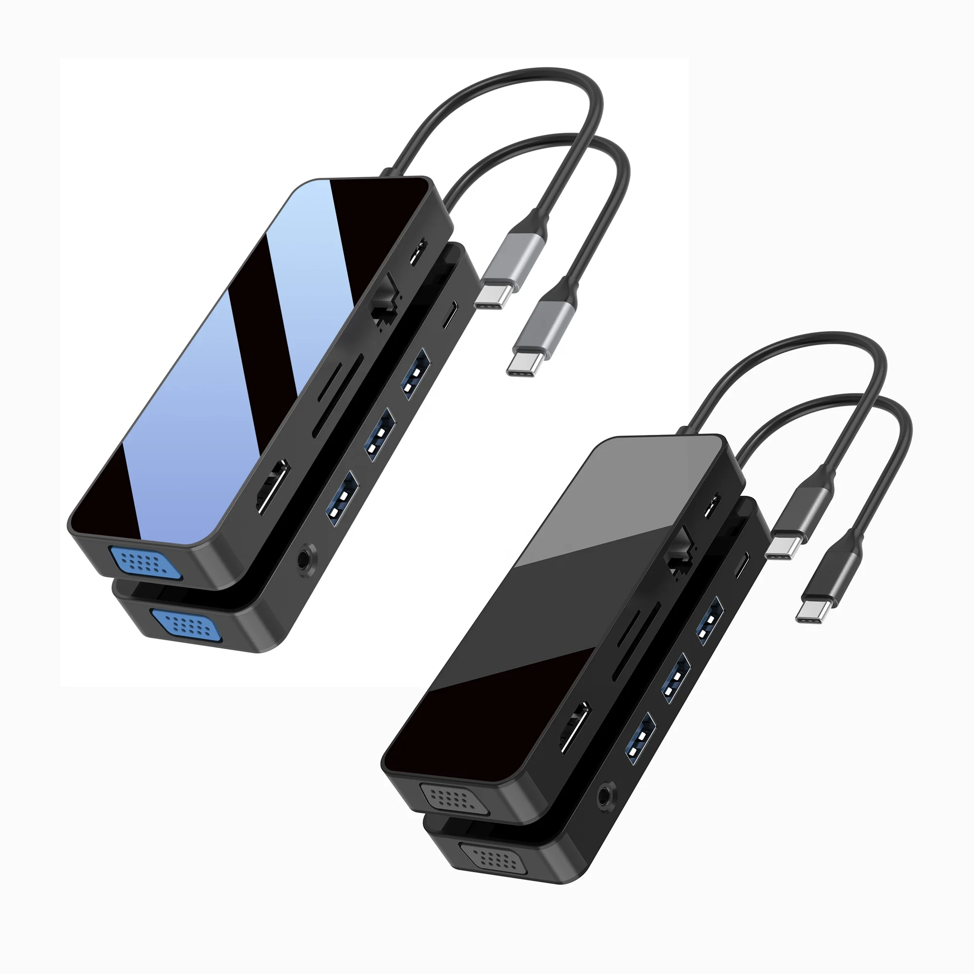 Multi Type c Hub 11 in 1 Usb c Docking Station Adapter 4K HDTV USB RJ45 SD/TF Card Hub Factory Use for HUAWEI PC Phones Macbook