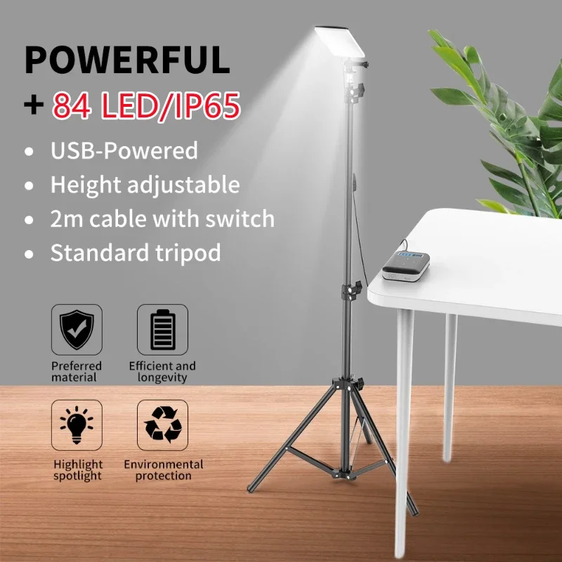 Adjustable 84Pcs LED USB Powered Lamp With Tripods LED Light 2m Cable for Outdoor Camping Picnic Home Live Stream Video Photos