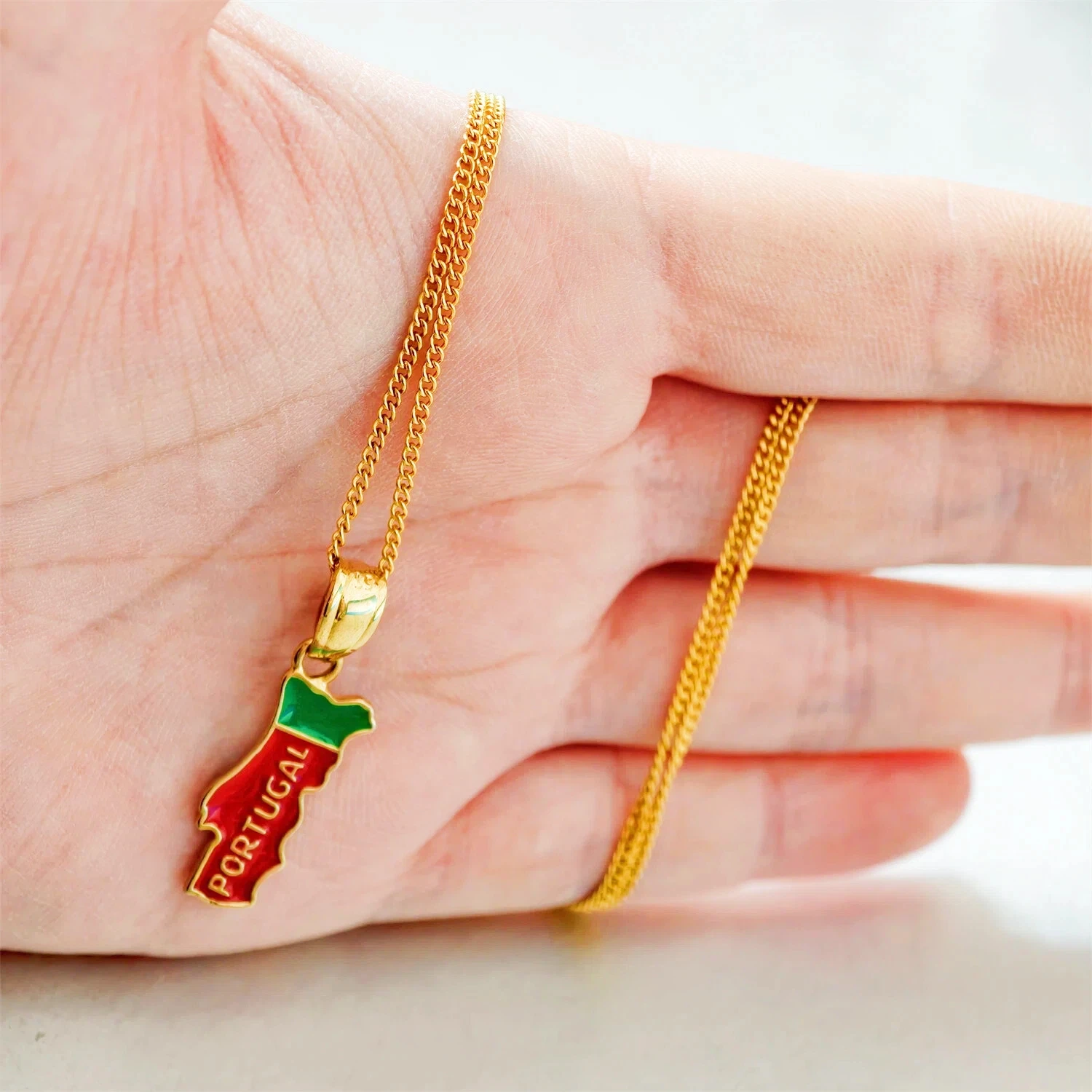 Fashion Small Tiny Portugal Map Pendant Female Gold Color Stainless Steel Chain Necklace for Women Jewelry Christmas Gift 2025 view 3