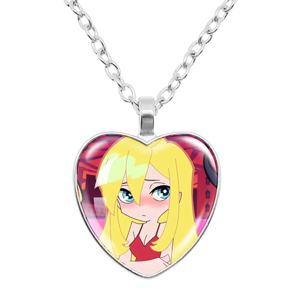 Anime Panty & Stocking with Garterbelt Heart Pendant Necklaces Cartoon Character Panty Stocking Charms Jewelry Cosplay Fans Gift