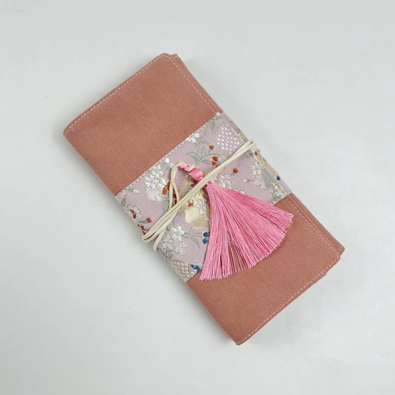 Retro Brocade Fabric Thickened Pen Curtain Rolling Bag Pen Bag Pen Bag Large Capacity Stationery Bag Portable Storage