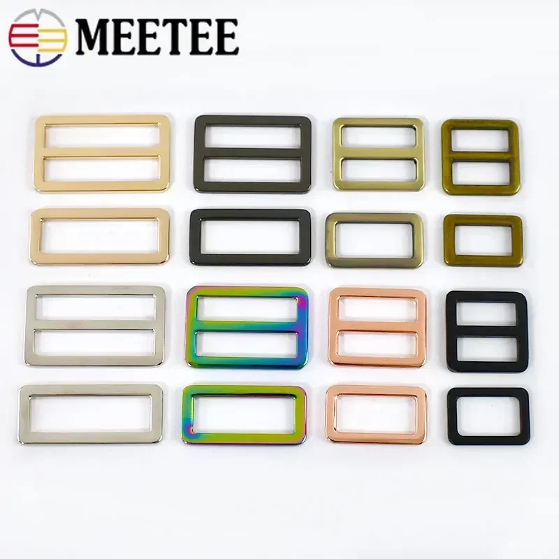 Meetee 30Pcs 20-50mm Metal Ring Buckles Bags Strap Webbing Tri Glide Adjuster Clasp Hook DIY Handbag Hardware Accessories