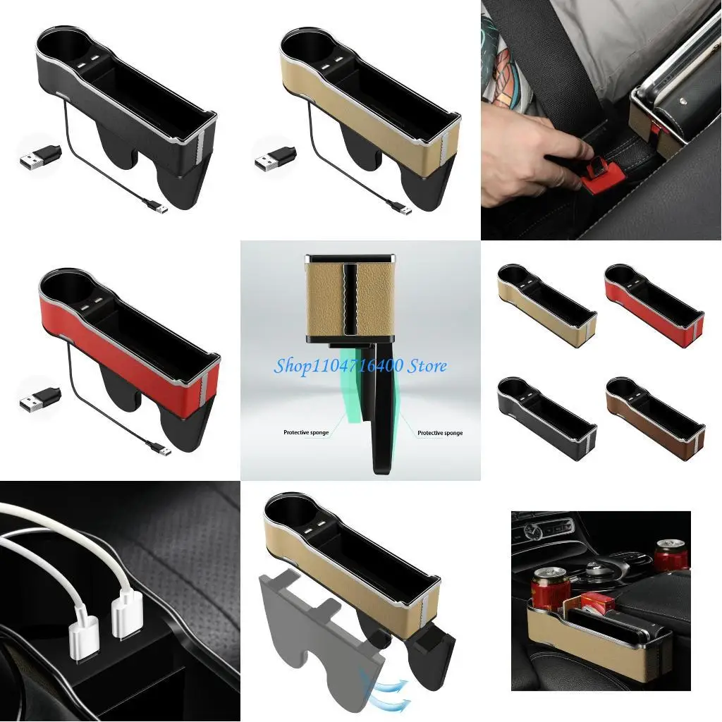 

y1gd Side Insert Multifunctional Center Console Pocket Storage Dual USB Charging Between Front Seats