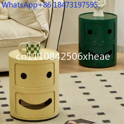 Nordic Simple Bedside Table Small Round Narrow Mini Plastic Locker Multi-Layer Internet Celebrity Storage Cabinet