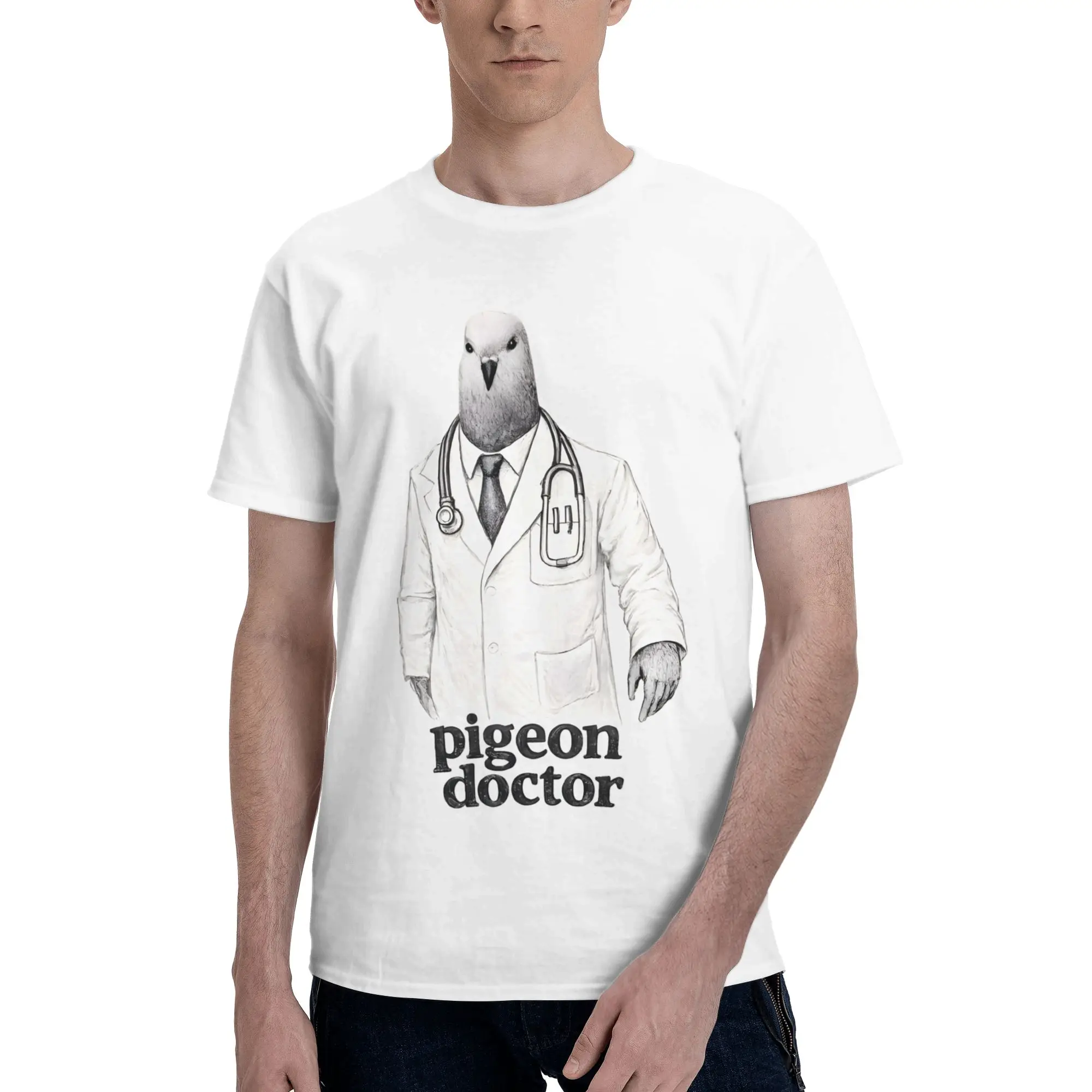 Pigeon Doctor Meme Men's T Shirt Pigeon Doctor Meme  Humor Tees Short Sleeve O Neck Pure Cotton Classic Tops T-Shirt