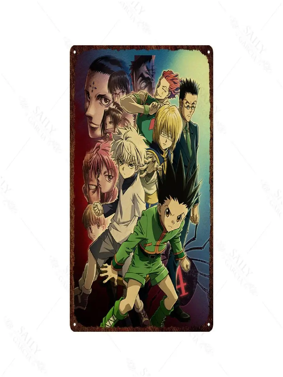 Hunter X Hunter Japanese Anime Metal Wall Sign  Cartoon Art Decor for Nursery  Kids Room Stylish Tin Plate for Home Decor  Perfe