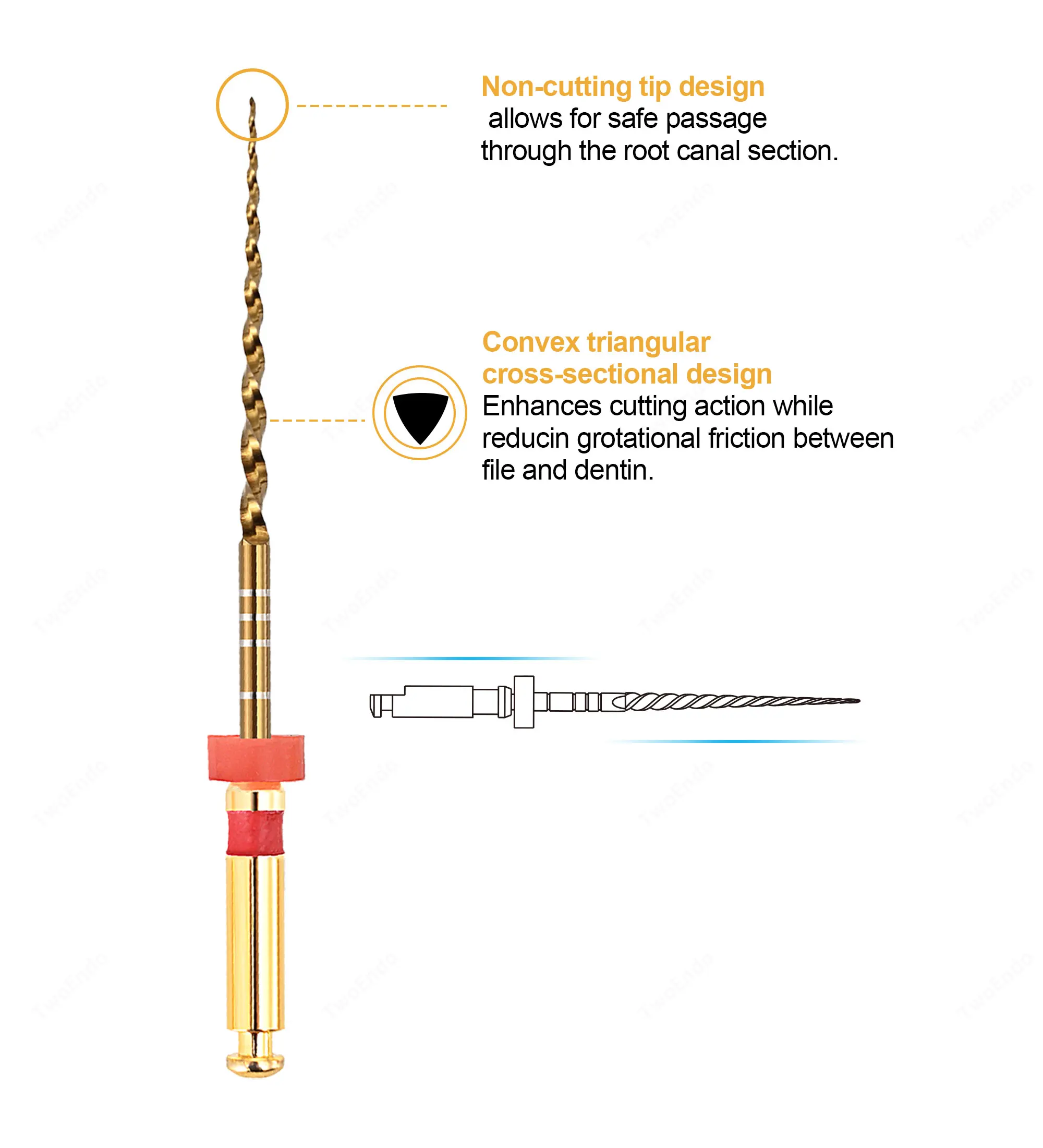 Dental gold flexible files endo rotary files golden endodontic files 21/25/31mm nickel titainium instrument dentistry view 3