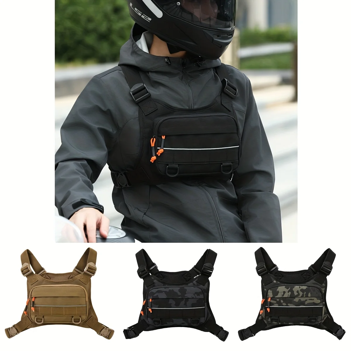 

1-Piece Men's Outdoor Chest Bag Made of Oxford Cloth, Suitable for Cycling, Vest-Style Backpack, Trendy Street-Style Small Bag, Outdoor Adventure, Camping, and Personal Belongings Storage Bag, Lightweight Outdoor Bag