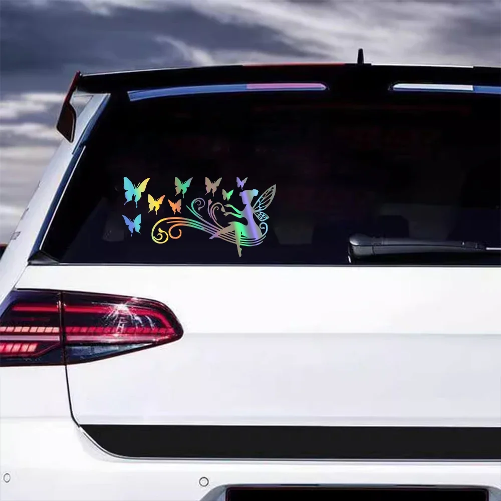

Фея-бабочка, цветок, светоотражающая наклейка для автомобиля, дизайн с защитой от царапин, виниловые наклейки, авто, мотоциклы, грузовик, Стайлинг, Декор, аксессуары