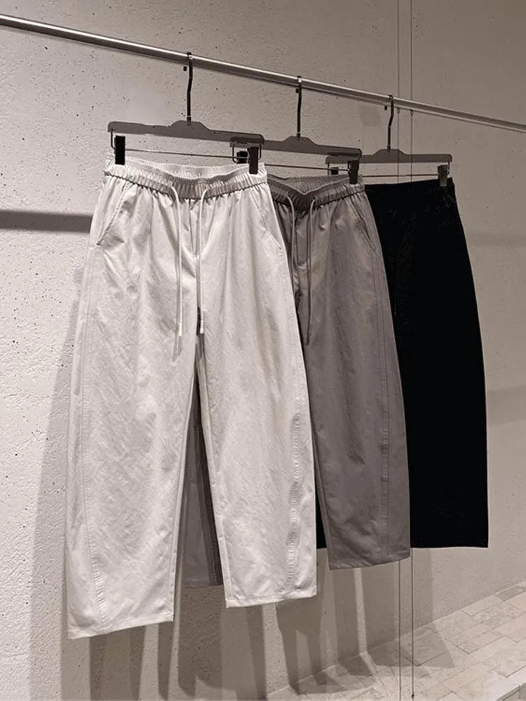 

Ice Silk Qui Dry Slimming Elastic Waist Casual Pants Thin Model CleanFit Cool Feeling Wide Leg Pants for Men Summer Leisure