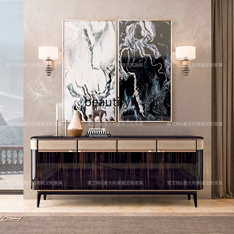 

S Entrance locker, black sandalwood paint high-end decorative cabinet, Hong Kong-style side cabinet