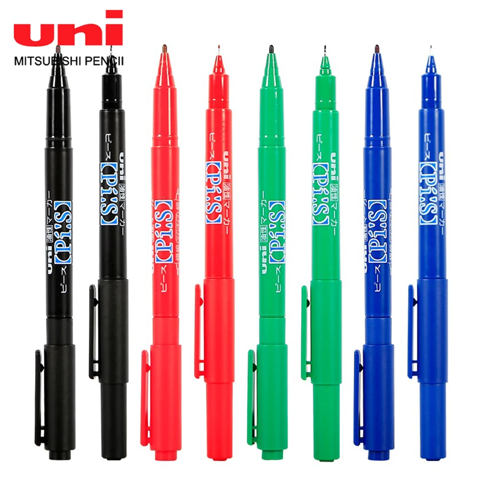 8pcs Japan Uni Paint Markers Oil Double Head PA-121T Drawing Needle Tube Pen Hook Line Graffiti Art Supplies School Stationery