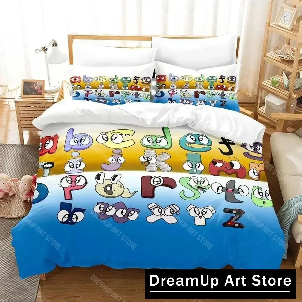 Hot Sale 26 Alphabet Lore Bedding Set Cartoon Anime three-piece set Adult Kid Bedroom Duvet cover Sets Enlightenment 3D Kawaii