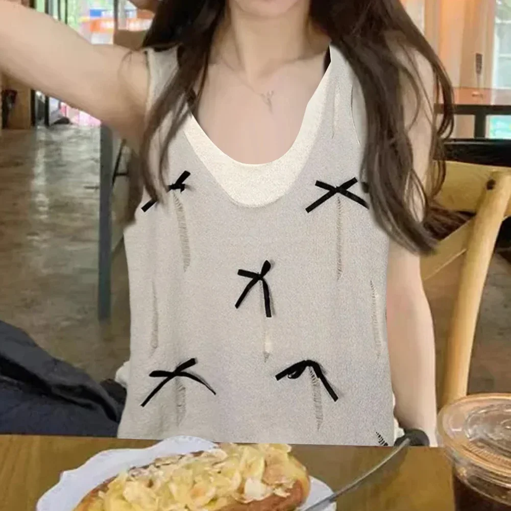 

Bowsleeveless Vest Womens Sleeveless Top Perfect For Summer All Seasons Apparel Basic Fashion Top High Stretch Material