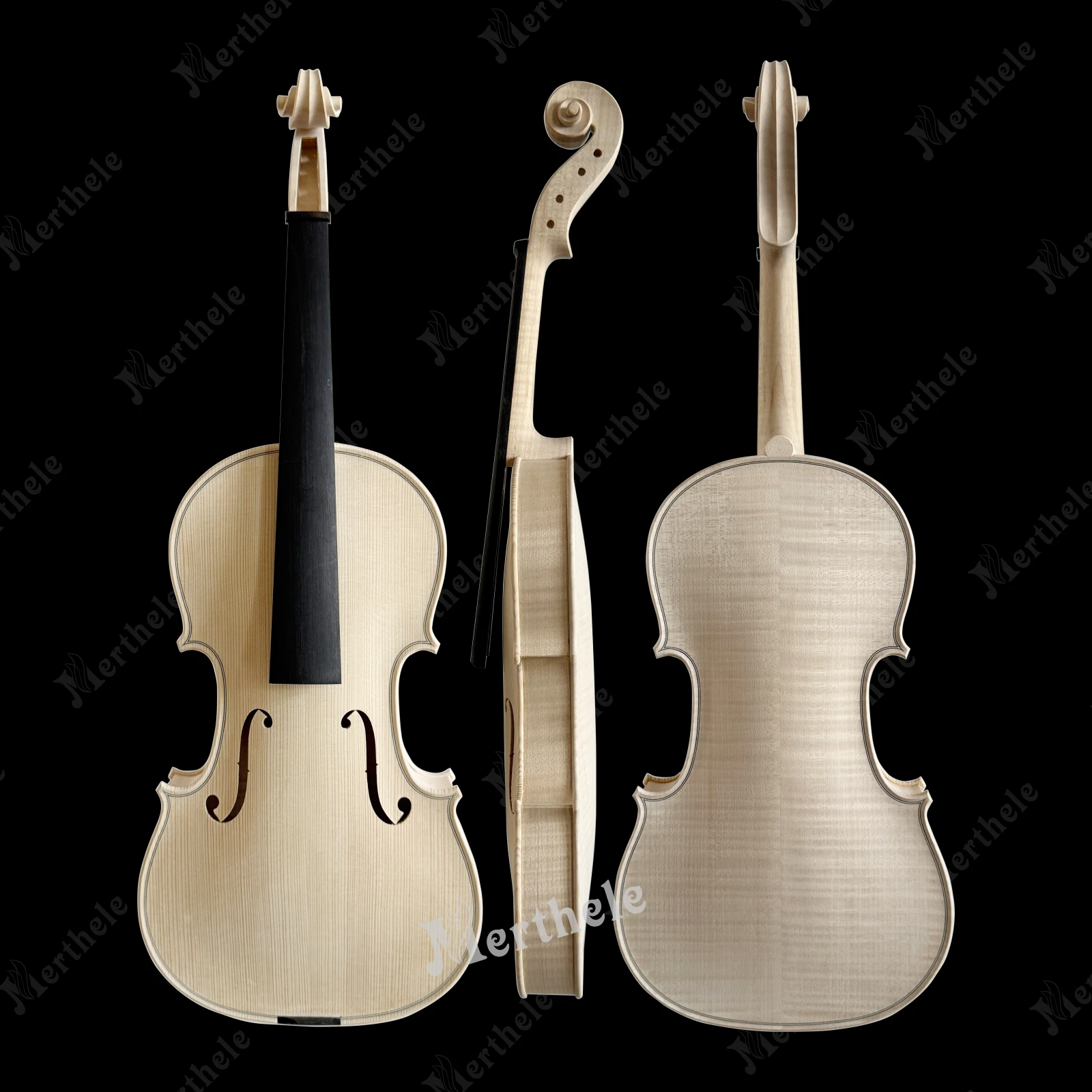 كمان خلفي غير مكتمل مصنوع يدويًا من الخشب الصلب، مصنوع من قبل صانعي تشين المحترفين، كمان أبيض