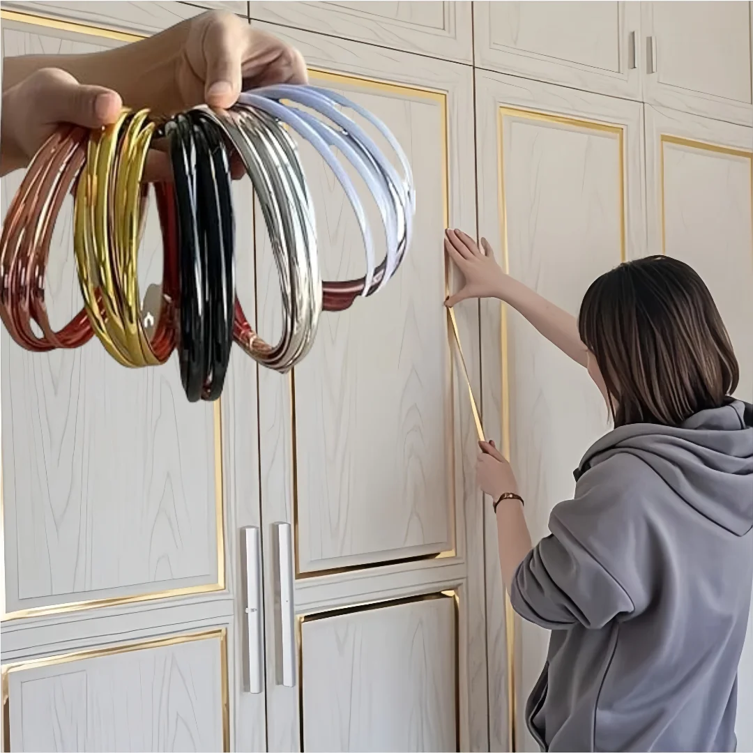 1pc 300cm/118.1inch Flexible Peel and Stick Mirror Molding Trim for Walls, Ceilings, Floors, Cabinets, and Tiles - Easy to Insta