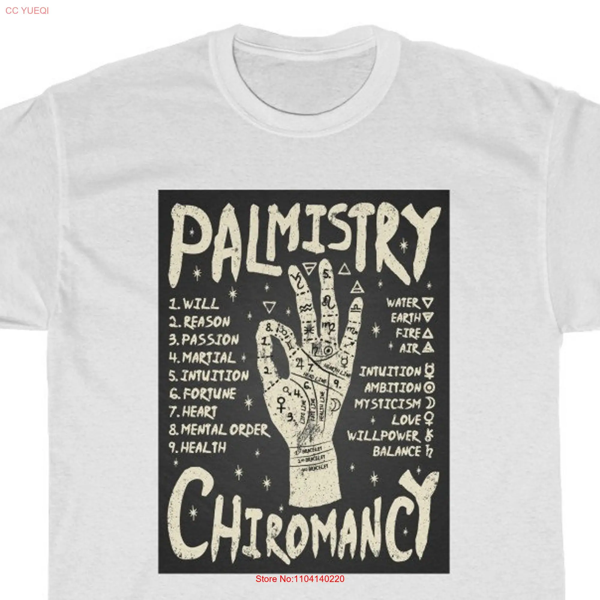 Palmistry Chiromancy T Shirt Witchy Astrology s Moon Witch Goth Celestial Aesthetic long or short sleeves