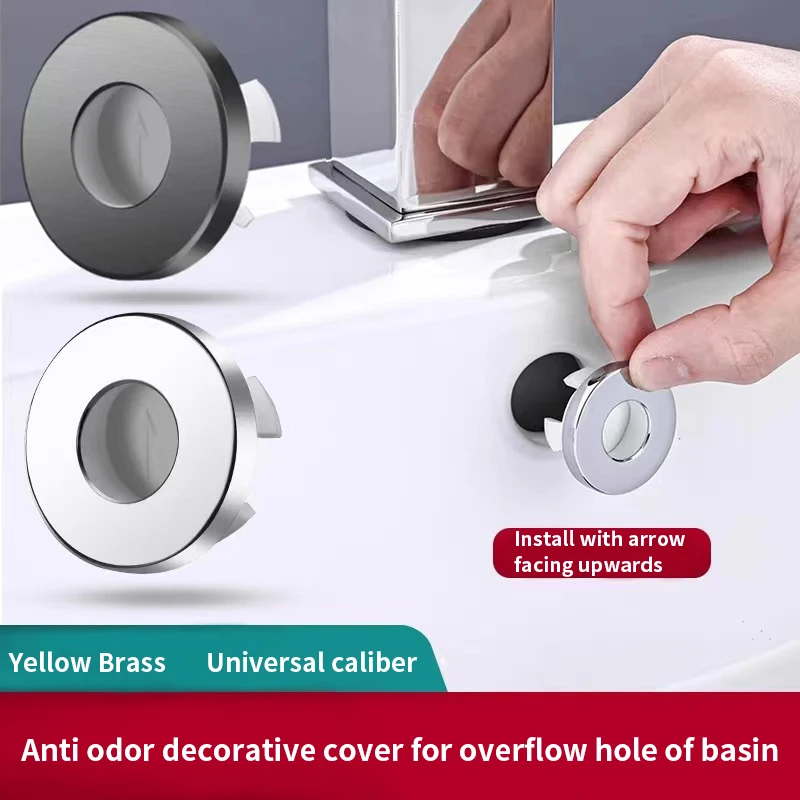 Binglin Copper Sink Hole Overflow Cover For Kitchen Bathroom Basin Trim Bath Drain Cap Anti-Insect Anti-Odor Decorative Cover