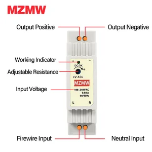 Fonte de alimentação industrial do interruptor do trilho do ruído, transformador claro, 15W, 30W, 45W, 60W, entrada 100-240V, CA, CC 5V, 12V, 15V, 24V, DR-60 8 principais vendas fonte chaveada dupla - №3