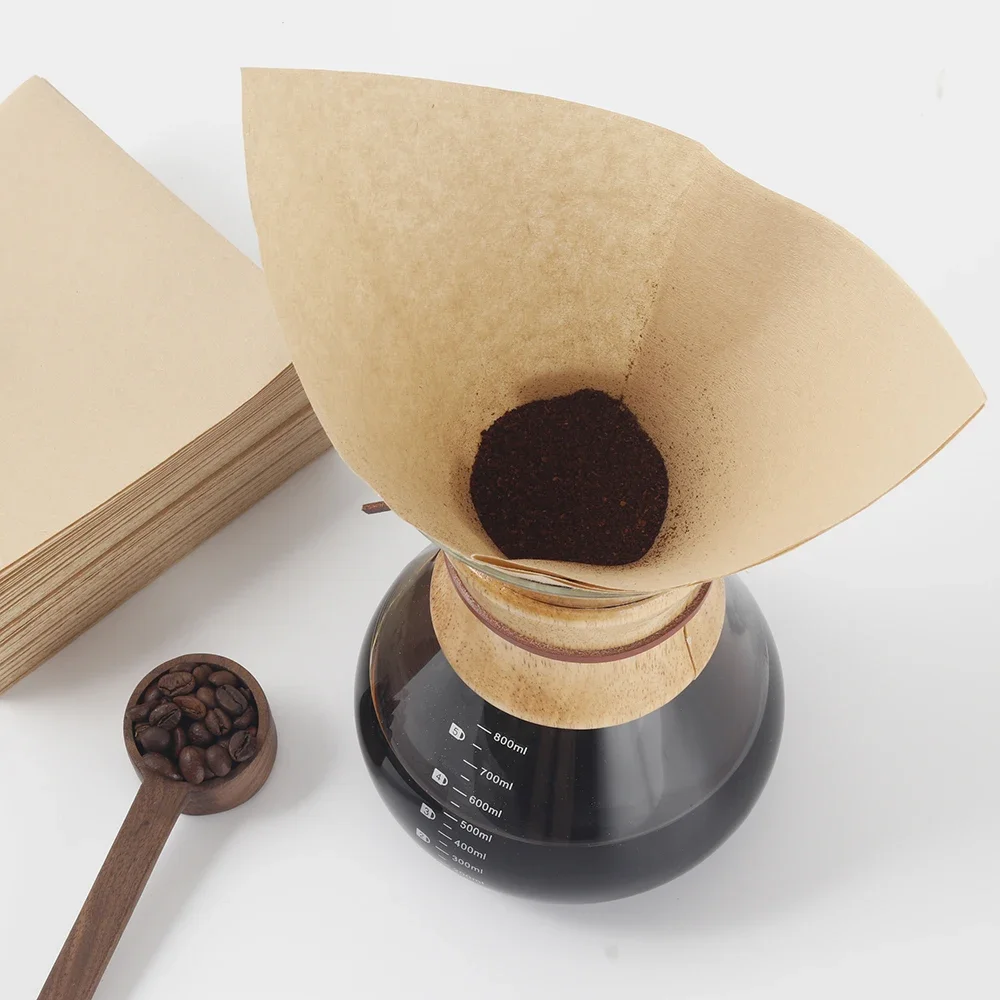 Square Coffee Filters Paper, Natural Unbleached Disposable Filter Papers Unfolded Large Coffee Filters Paper