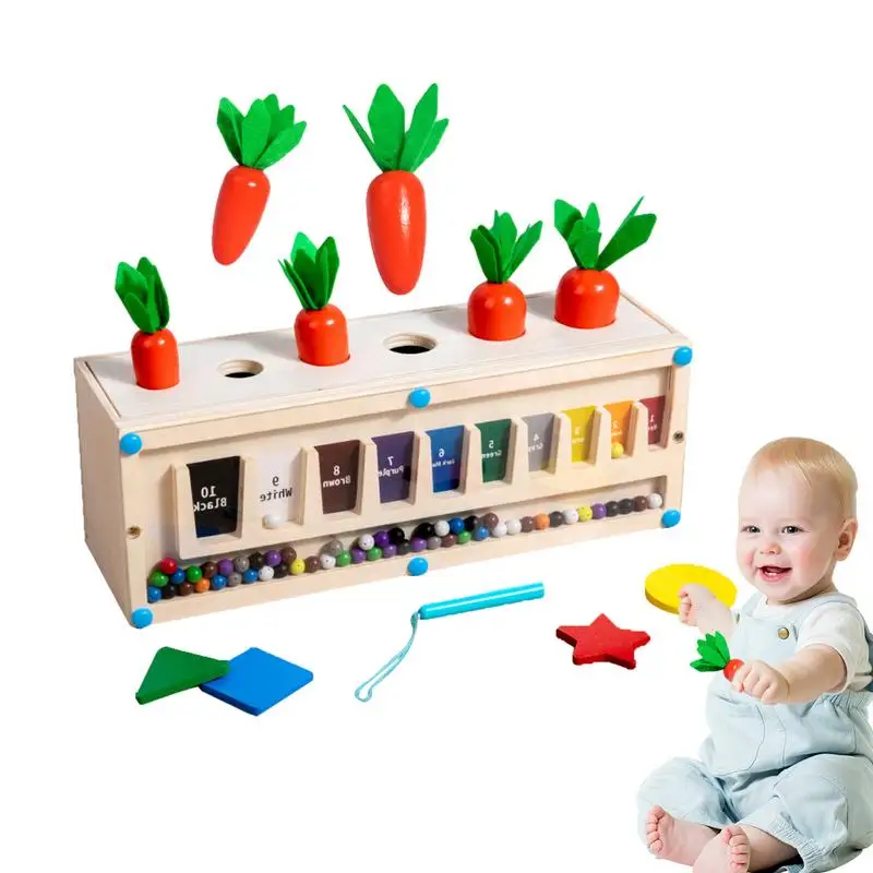 

Carrot Harvest Game Color Shape Matching Toy Color Sorting Toy Magnetic Beads Toy Carrot Pulling Toy 3 In 1 Montessori Toys For