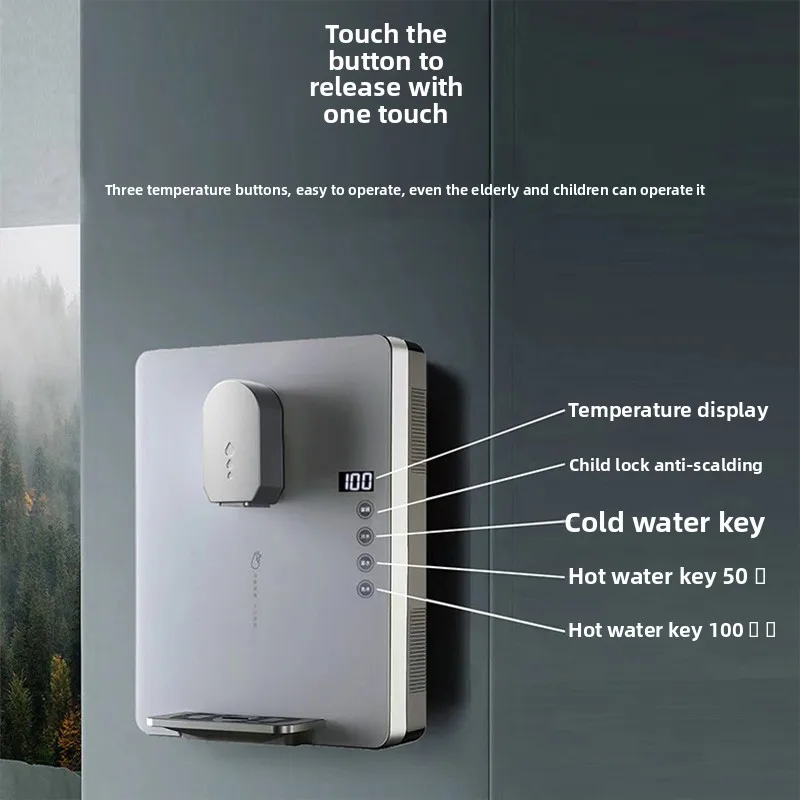 Instant hot water dispenser for home, wall-mounted, school, and chess/card rooms; quick-heating self-priming water dispenser
