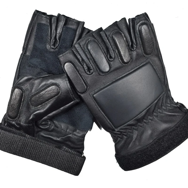 Drop Ship Men Nappa Leather Tactical Gloves Half Finger Fingerless Motorcycle Fitness Cycling Hunting Driving Glove