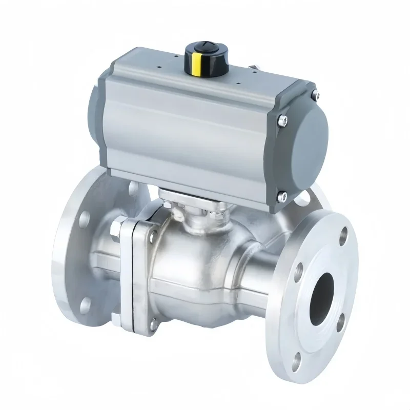 DN40 AT Pneumatic Stainless Steel 3 Way L-type Flange Ball Valve Reversing  Filling Switch